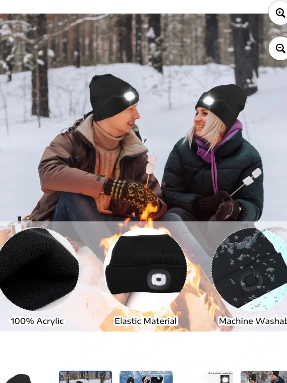 Black LED Beanie Hat with Built-In Headlight